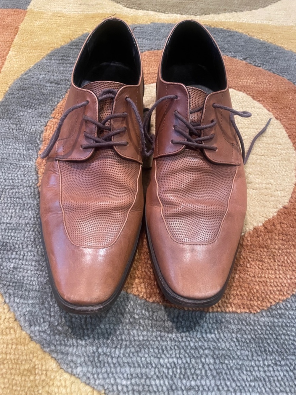 Calvin Klein Men's Brown Leather Lace-Up Dress Shoes, Sz 10